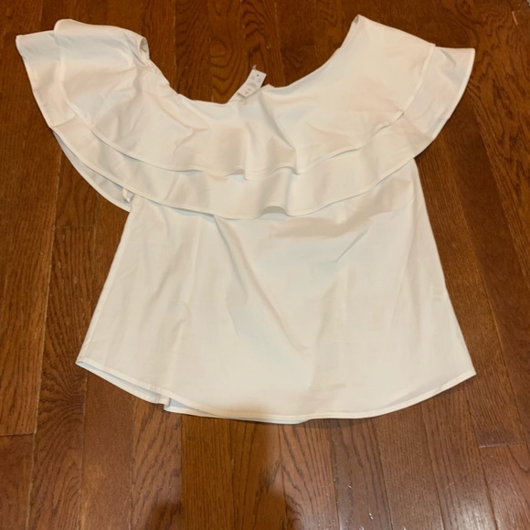 White House Black Market Tops - WHBM One Shoulder White Ruffle Top NWT